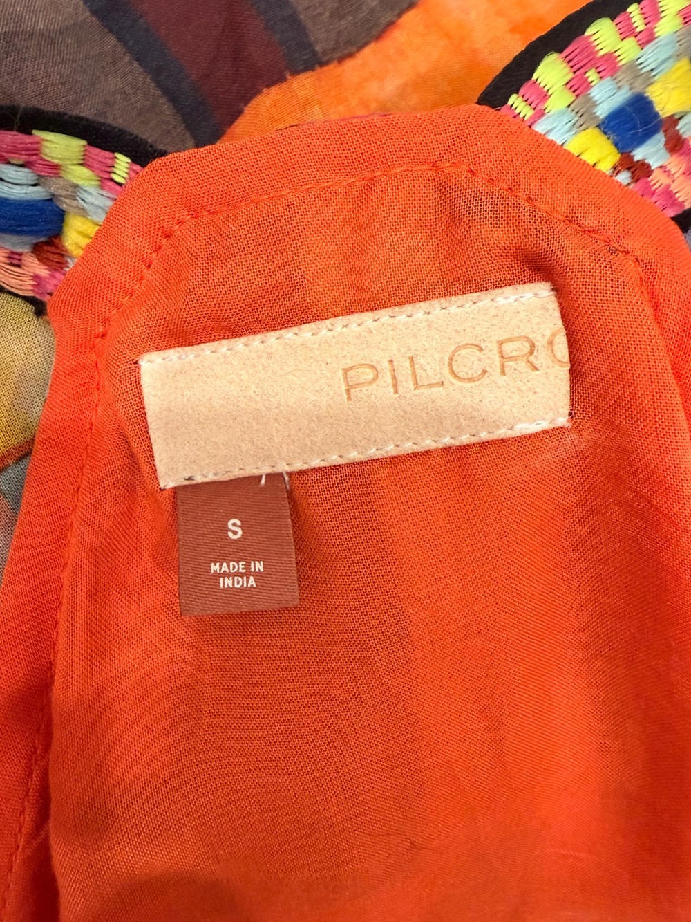 Pilcro Multicolor Patchwork Button-Front Camisole — Orange, Red, Blue, Brown - Picture 2 of 2